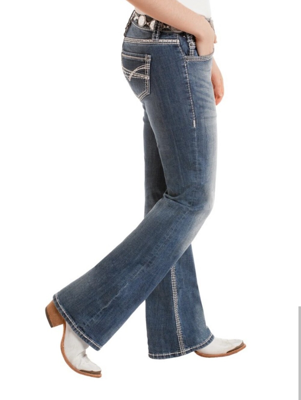 Rock & Roll Cowgirl -- Low Rise Bootcut Jeans Style# W0-4617